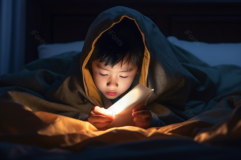 室内可爱小男孩躲在被子里玩玩具,高清,摄影图,摄影图片,图片大全,摄影图免费下载